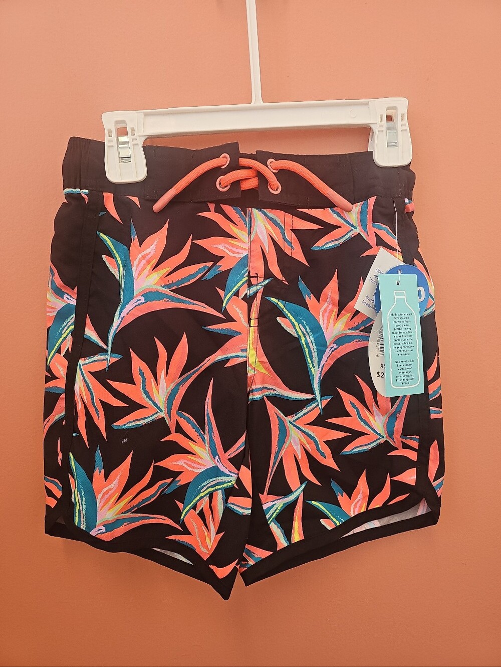 NWT Wave Zone Boys Size XS(5) Swim Trunks Board Shorts Tropical Floral Print